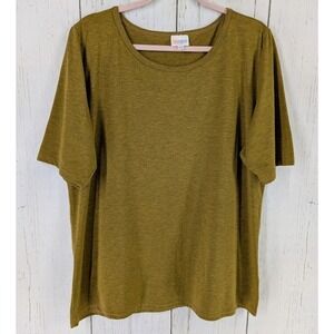 Lularoe Size 3XL Plain Green Casual Stretch Womens Short Sleeve Top‎